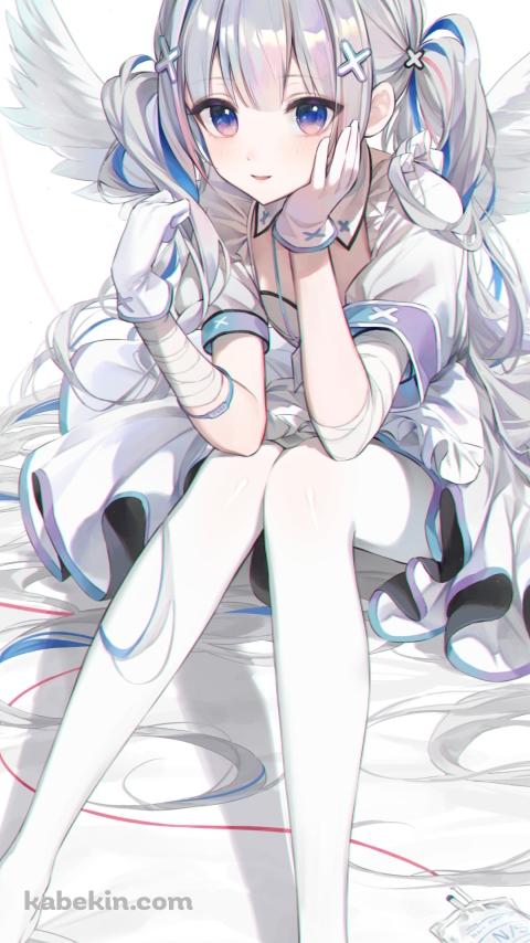 しゃがんで頬杖をつく可愛い天音かなた / ホロライブ / バーチャルYouTuber / Vtuber / イラスト / ファンアートのAndroidの壁紙(480px x 854px) スマホ用