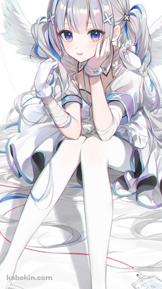 しゃがんで頬杖をつく可愛い天音かなた / ホロライブ / バーチャルYouTuber / Vtuber / イラスト / ファンアートのAndroidの壁紙(540px x 960px) スマホ用