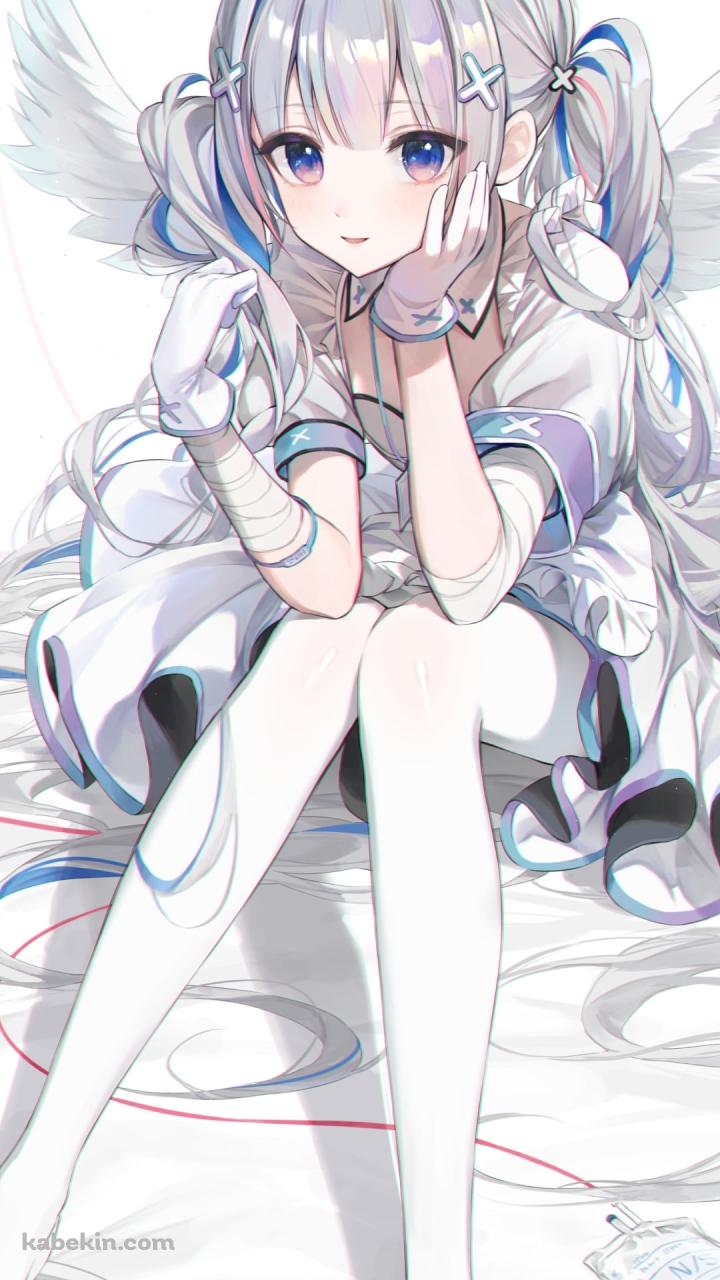 しゃがんで頬杖をつく可愛い天音かなた / ホロライブ / バーチャルYouTuber / Vtuber / イラスト / ファンアートのAndroidの壁紙(720px x 1280px) スマホ用