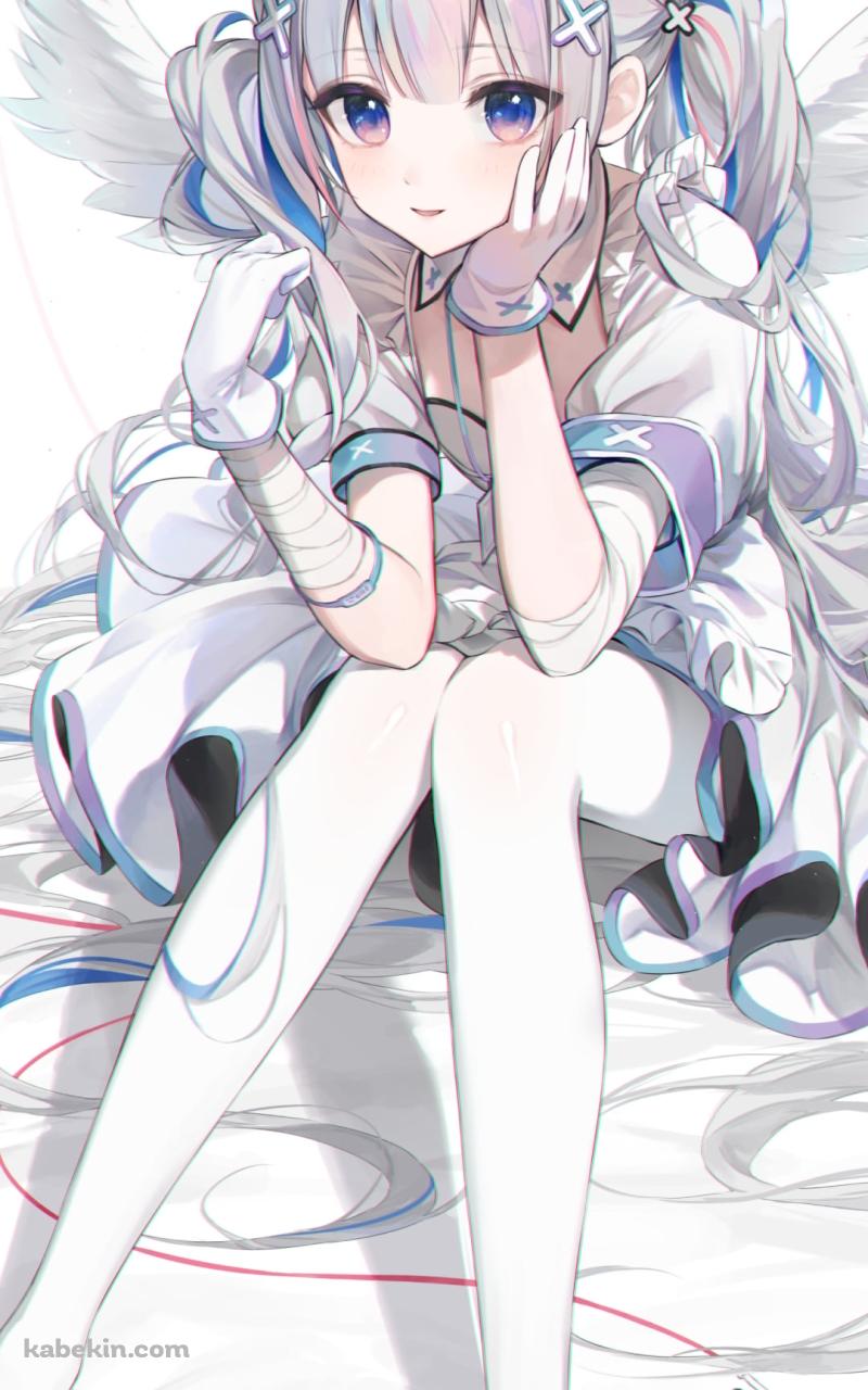 しゃがんで頬杖をつく可愛い天音かなた / ホロライブ / バーチャルYouTuber / Vtuber / イラスト / ファンアートのAndroidの壁紙(800px x 1280px) スマホ用