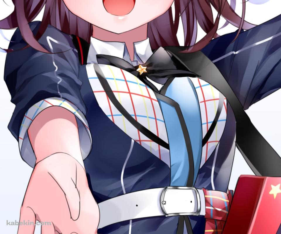 赤いギターを弾きウィンクをする戸山香澄 / バンドリ！ / BanG Dream! / イラスト / ファンアートのAndroidの壁紙(960px x 800px) スマホ用