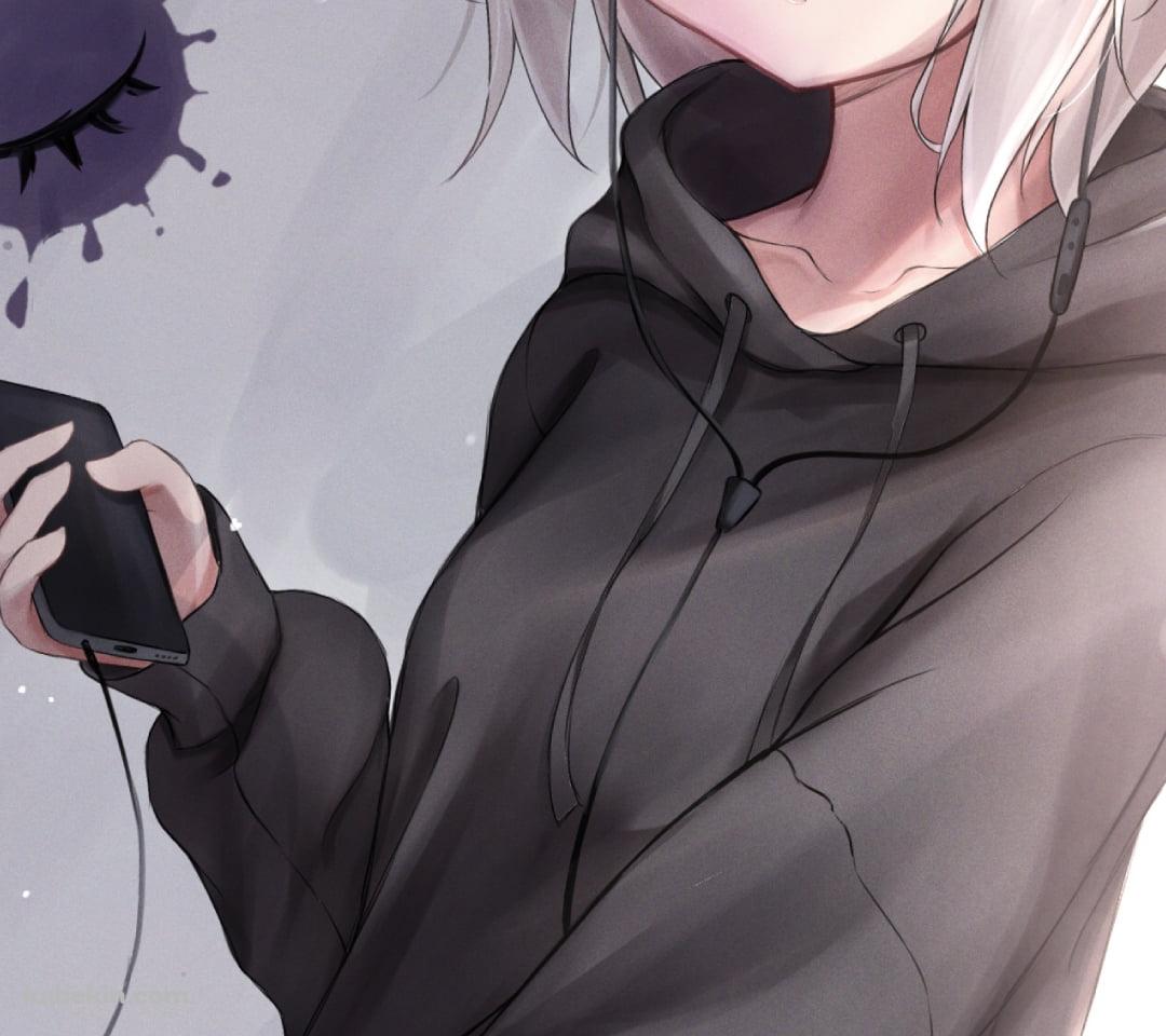 ピースをする黒いパーカーを着た古明地こいし / 東方のAndroidの壁紙(1080px x 960px) スマホ用