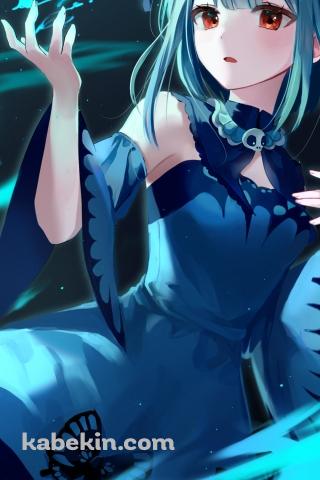 緑の光る蝶と綺麗な潤羽るしあ / お団子ヘアー / ホロライブ / バーチャルYouTuber / Vtuber / イラスト / ファンアートのAndroidの壁紙(320px x 480px) スマホ用