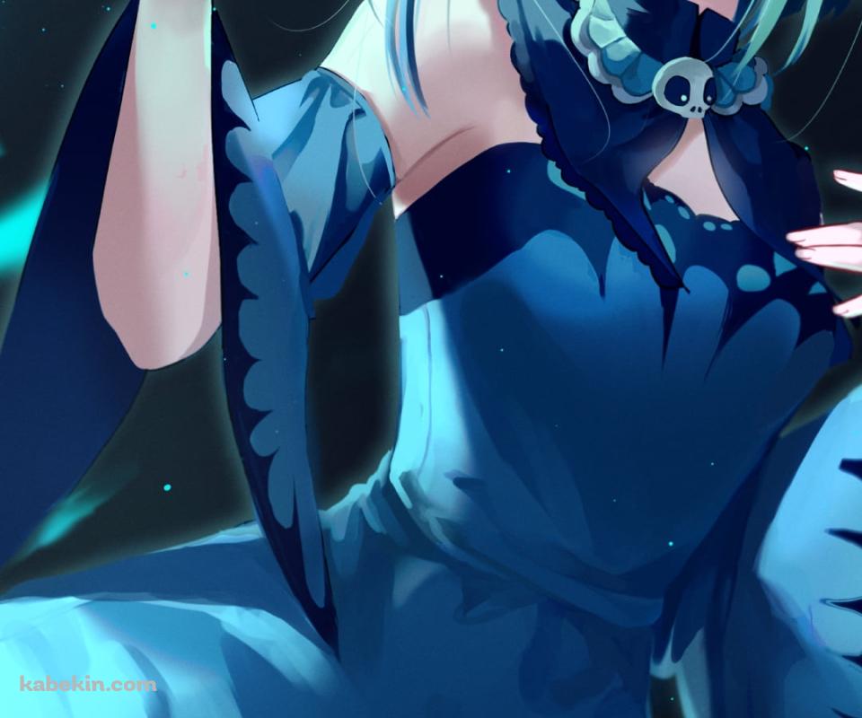 緑の光る蝶と綺麗な潤羽るしあ / お団子ヘアー / ホロライブ / バーチャルYouTuber / Vtuber / イラスト / ファンアートのAndroidの壁紙(960px x 800px) スマホ用