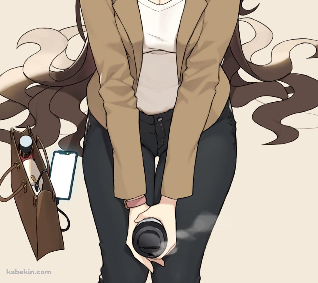 ホットコーヒーを持ち笑顔の島村卯月 / アイドルマスターシンデレラガールズのAndroidの壁紙(1080px x 960px) スマホ用
