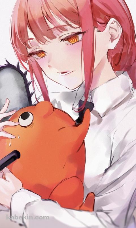 ポチタを抱っこするマキマ / チェンソーマンのAndroidの壁紙(480px x 800px) スマホ用