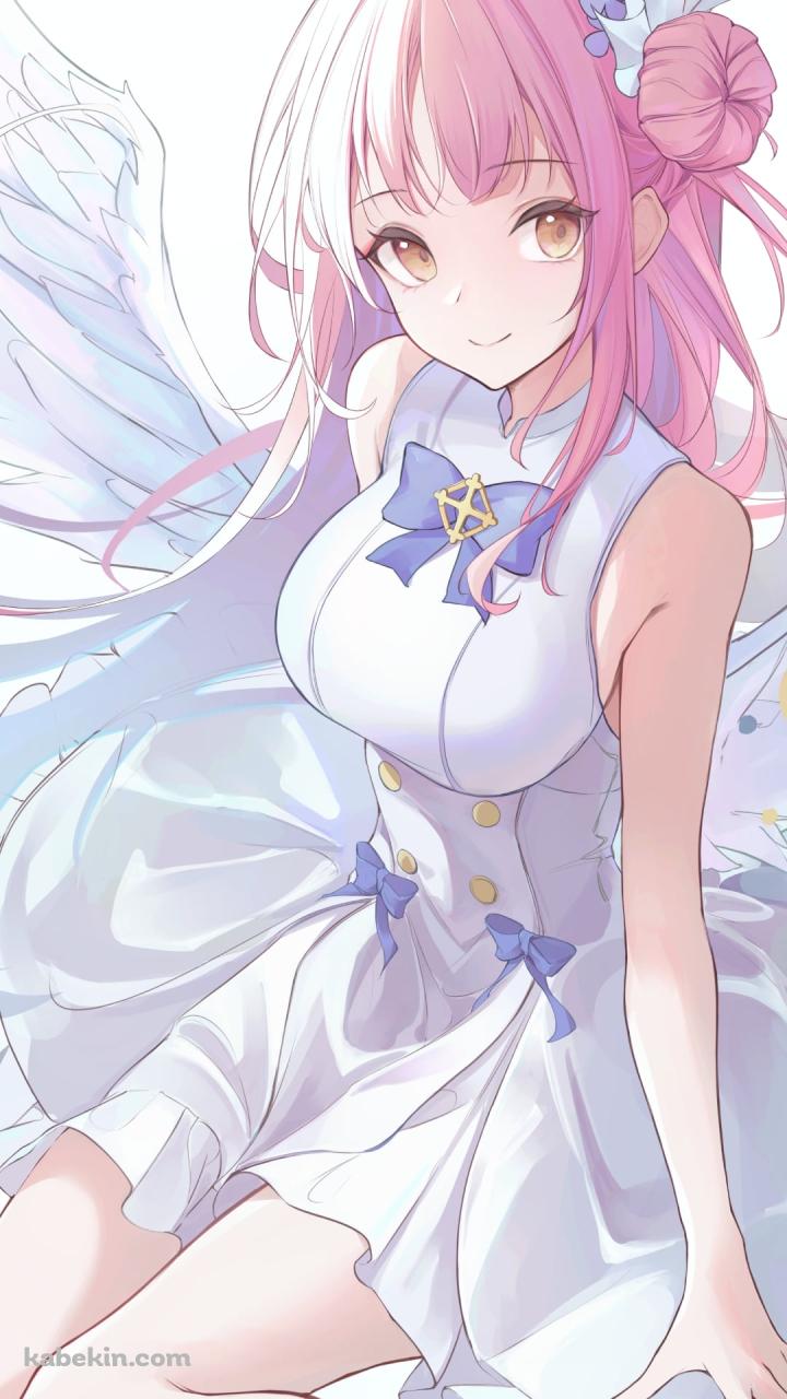 地べたに座りこちらに微笑む可愛い聖園ミカ / ブルアカ / ブルーアーカイブのAndroidの壁紙(720px x 1280px) スマホ用