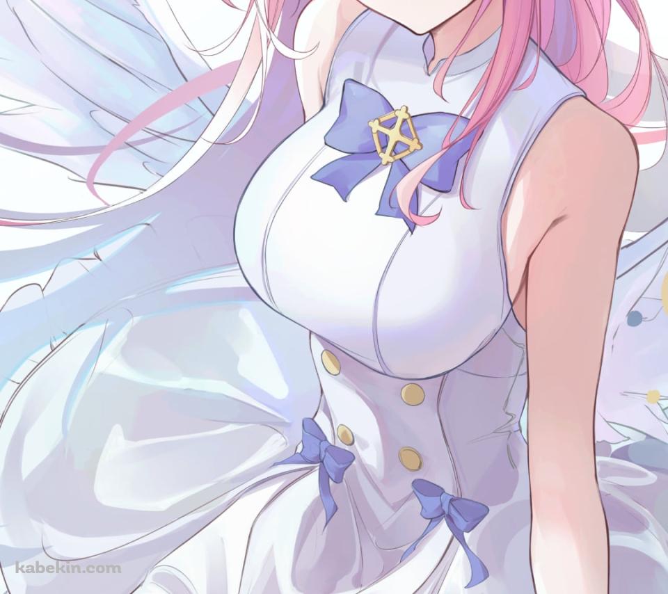 地べたに座りこちらに微笑む可愛い聖園ミカ / ブルアカ / ブルーアーカイブのAndroidの壁紙(960px x 854px) スマホ用
