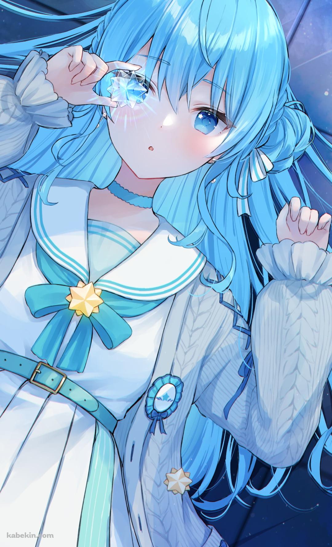 キラキラした宝石を眺める星街すいせい / ホロライブ / バーチャルYouTuber / VtuberのAndroidの壁紙(1080px x 1776px) スマホ用