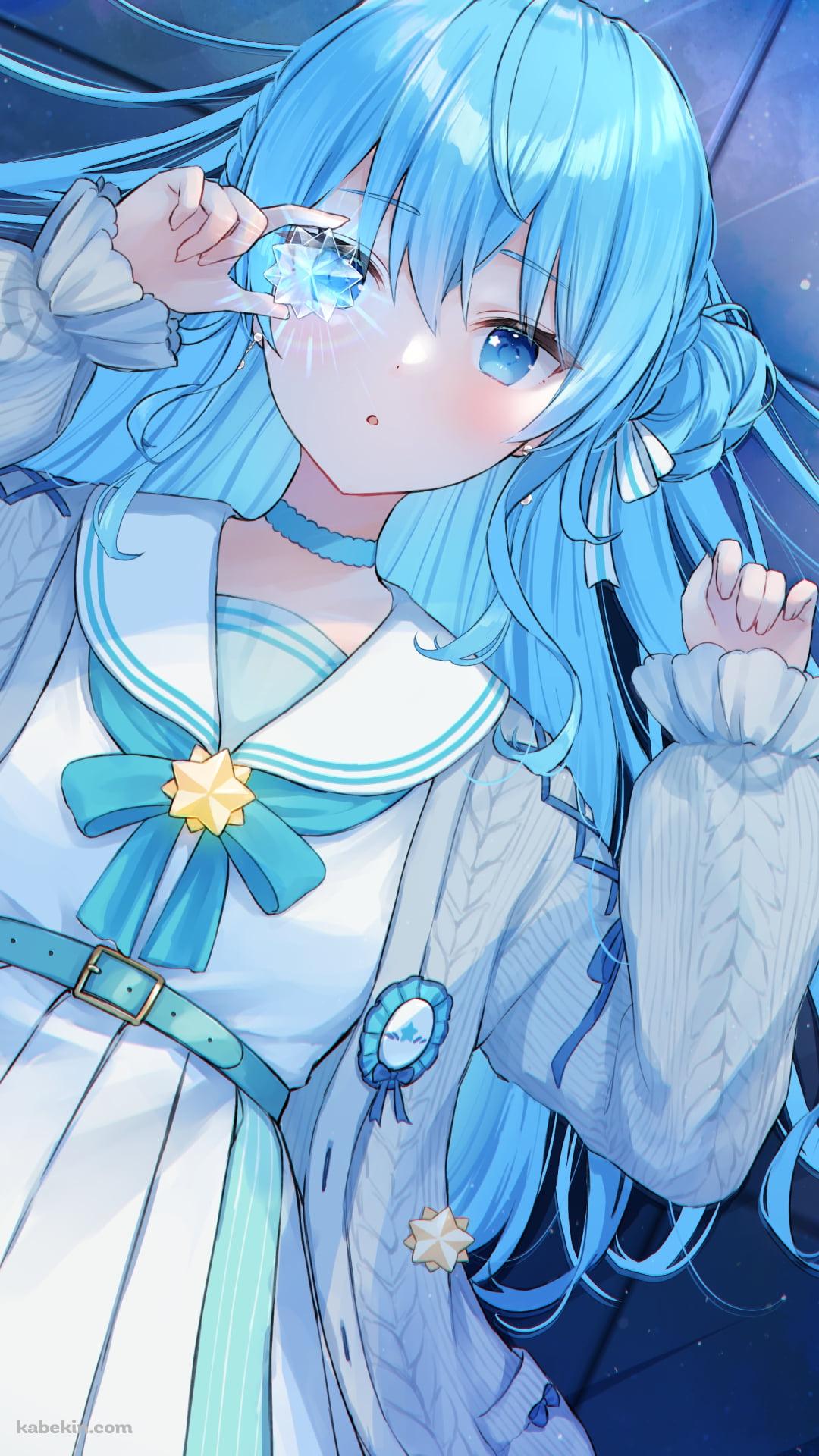 キラキラした宝石を眺める星街すいせい / ホロライブ / バーチャルYouTuber / VtuberのAndroidの壁紙(1080px x 1920px) スマホ用