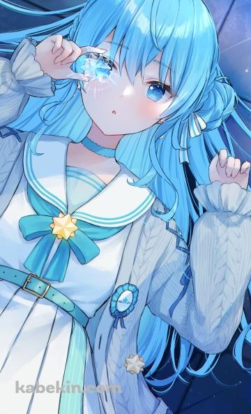キラキラした宝石を眺める星街すいせい / ホロライブ / バーチャルYouTuber / VtuberのAndroidの壁紙(360px x 592px) スマホ用