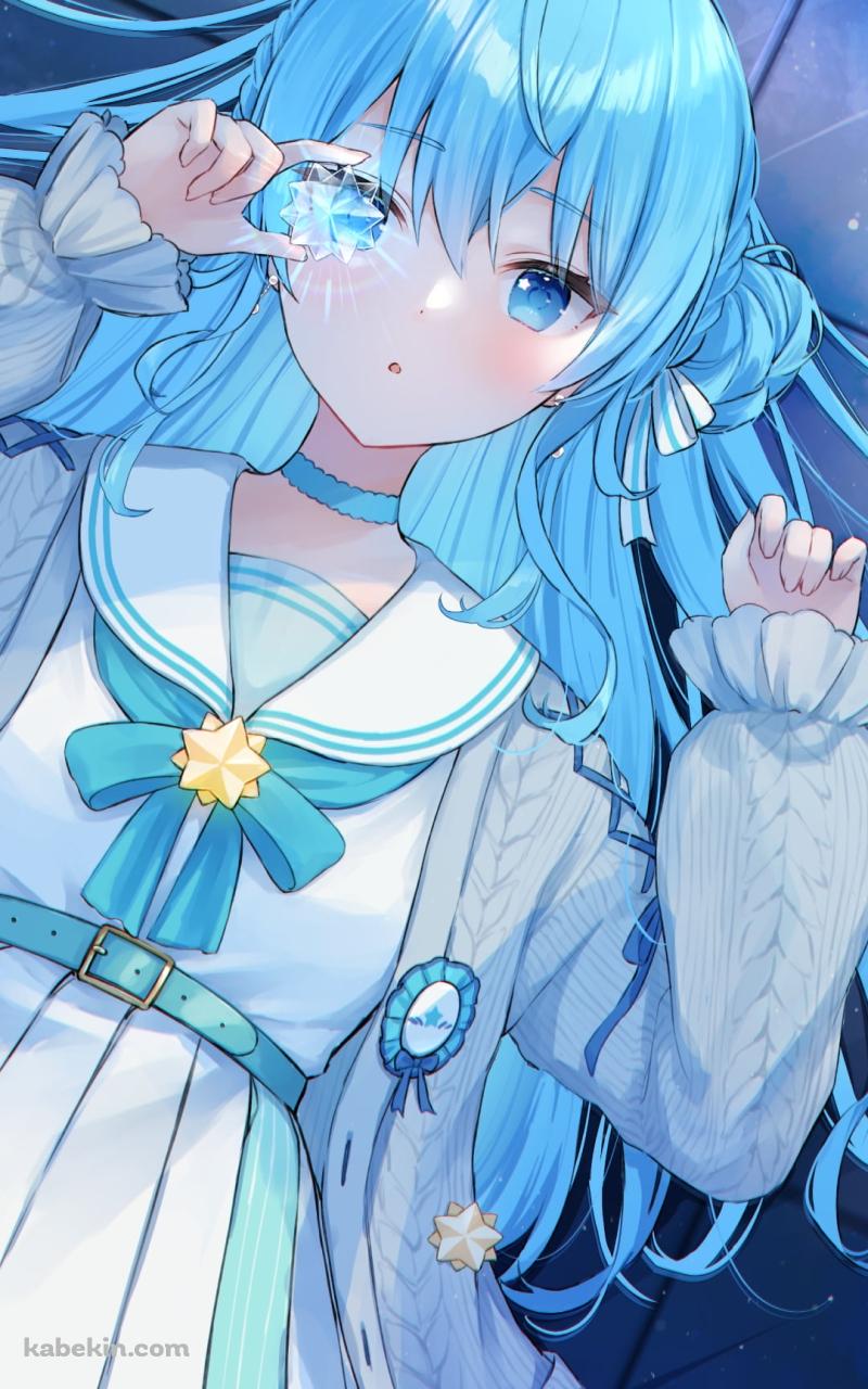 キラキラした宝石を眺める星街すいせい / ホロライブ / バーチャルYouTuber / VtuberのAndroidの壁紙(800px x 1280px) スマホ用