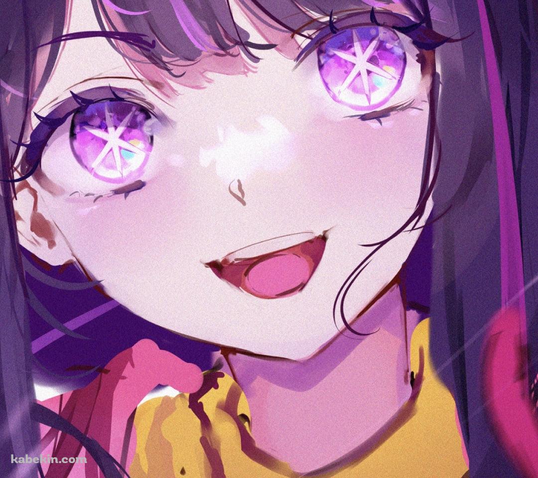 両手でハートを作る笑顔の星野アイ / ラフスケッチ / 推しの子のAndroidの壁紙(1080px x 960px) スマホ用