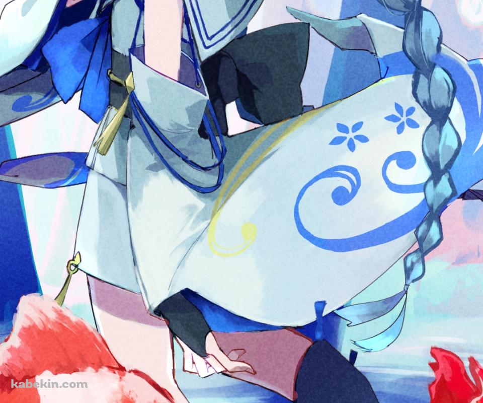 綿あめを食べて歩く和楽チセ（わらくちせ） / 金魚 / ブルアカ / ブルーアーカイブのAndroidの壁紙(960px x 800px) スマホ用