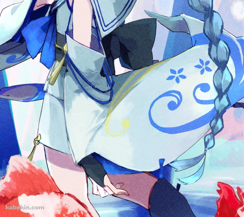 綿あめを食べて歩く和楽チセ（わらくちせ） / 金魚 / ブルアカ / ブルーアーカイブのAndroidの壁紙(960px x 854px) スマホ用