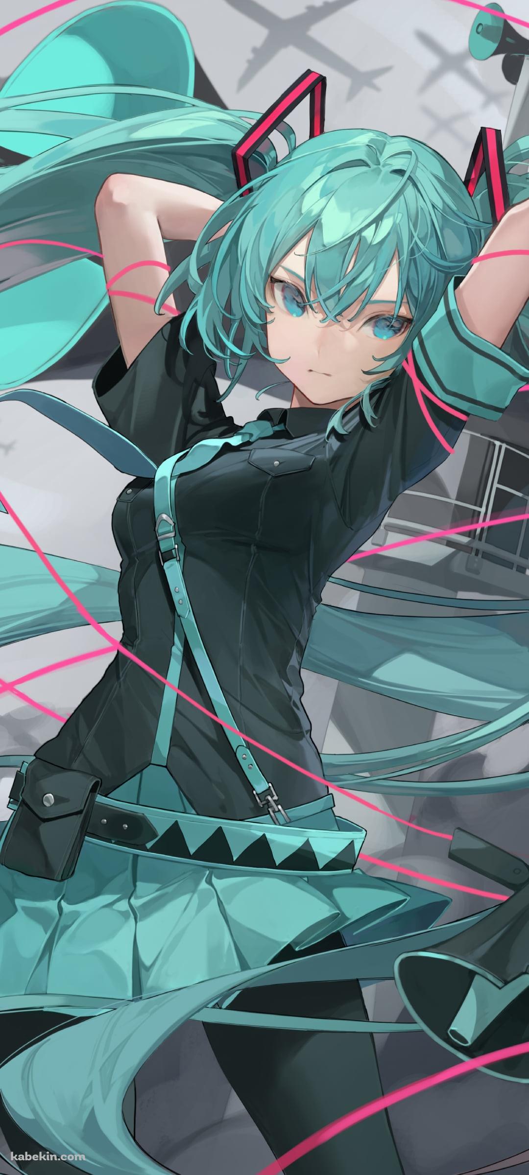 かっこいい初音ミク / ピンクの紐 / ボカロ / ボーカロイドのAndroidの壁紙(1080px x 2400px) スマホ用