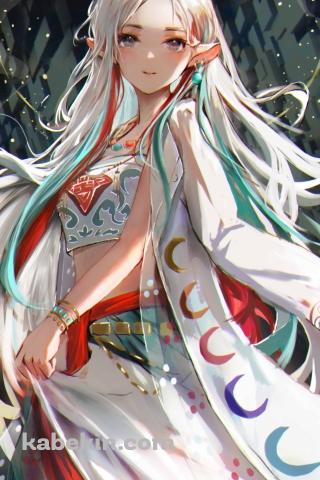三日月の模様が入った綺麗な九色鹿（くしきろく） / アークナイツのAndroidの壁紙(320px x 480px) スマホ用