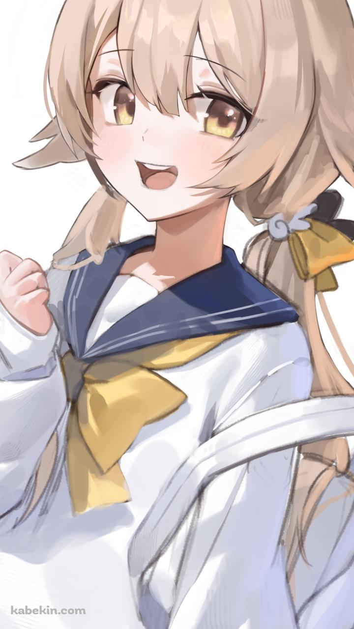 ガッツポーズをして笑顔の阿慈谷ヒフミ / ペロロ様 / ブルアカ / ブルーアーカイブのAndroidの壁紙(720px x 1280px) スマホ用