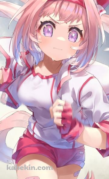 ハチマキをして頑張って走るハルウララ / ウマ娘プリティーダービーのAndroidの壁紙(360px x 592px) スマホ用