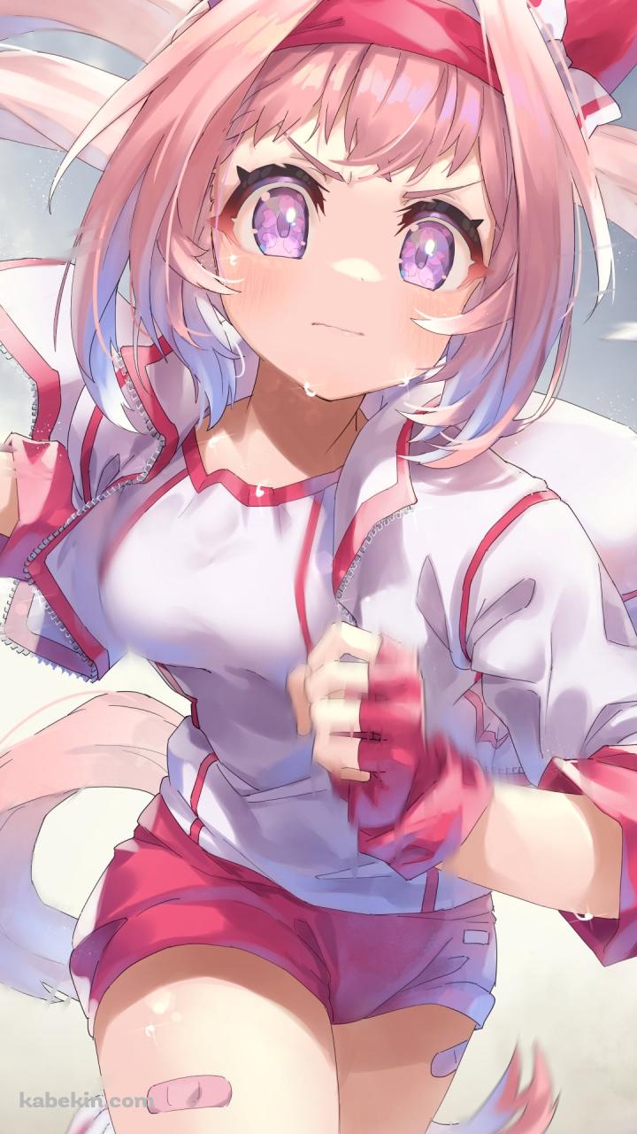 ハチマキをして頑張って走るハルウララ / ウマ娘プリティーダービーのAndroidの壁紙(720px x 1280px) スマホ用