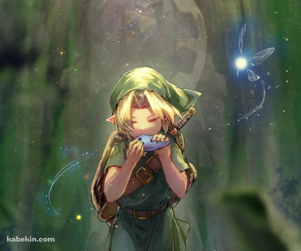 オカリナを吹く子供リンク / 光る妖精 / ゼルダの伝説のAndroidの壁紙(960px x 800px) スマホ用
