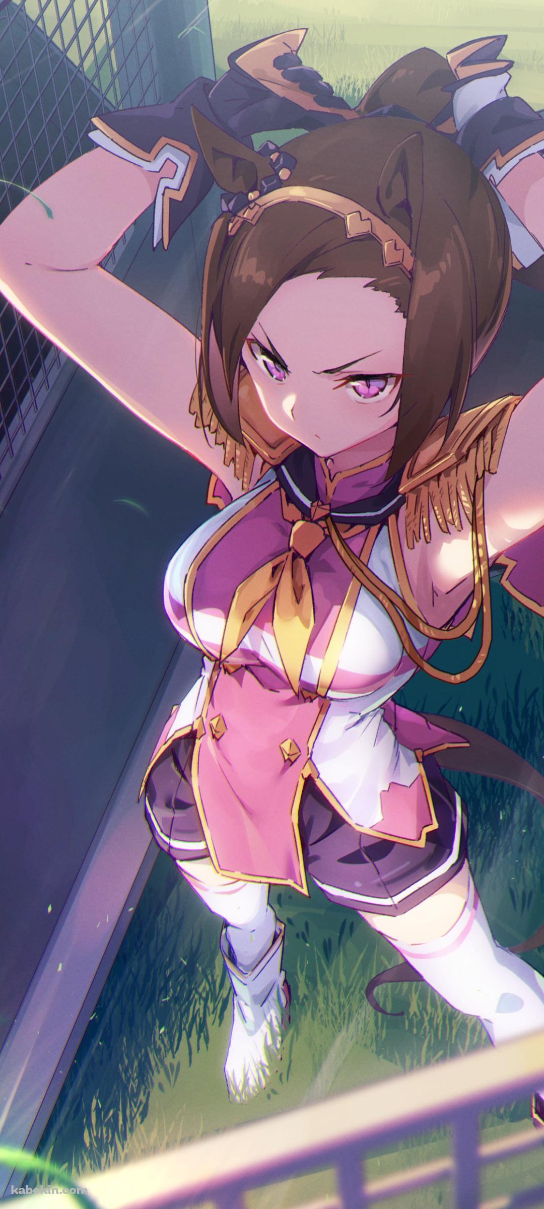 スターティングゲートで髪をゆわき気合を入れるサクラバクシンオー / ウマ娘プリティーダービーのAndroidの壁紙(1080px x 2400px) スマホ用