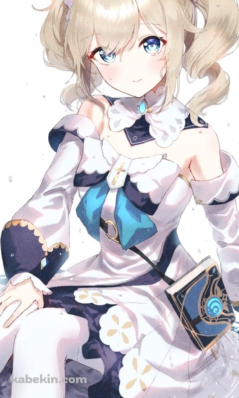 膝に手をあてて座る可愛いバーバラ / 原神のAndroidの壁紙(480px x 800px) スマホ用