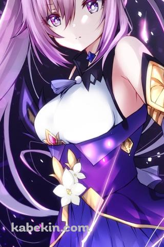 ほとばしる紫の雷とムチムチの刻晴 / 原神のAndroidの壁紙(320px x 480px) スマホ用