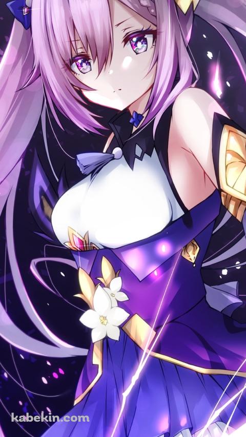 ほとばしる紫の雷とムチムチの刻晴 / 原神のAndroidの壁紙(480px x 854px) スマホ用