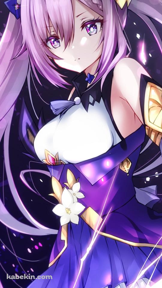 ほとばしる紫の雷とムチムチの刻晴 / 原神のAndroidの壁紙(540px x 960px) スマホ用