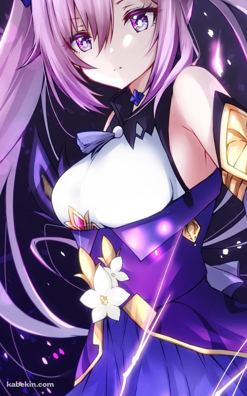 ほとばしる紫の雷とムチムチの刻晴 / 原神のAndroidの壁紙(800px x 1280px) スマホ用