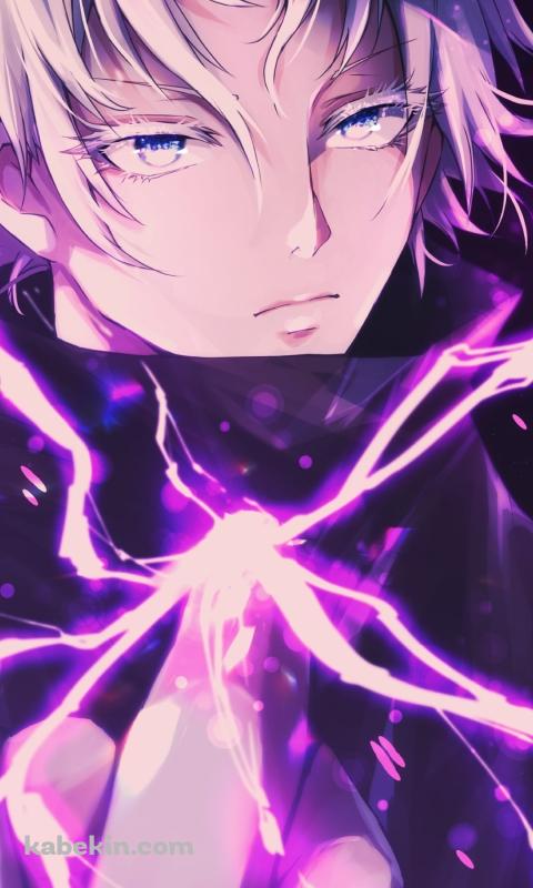 紫の閃光を放つ五条悟 / 呪術廻戦のAndroidの壁紙(480px x 800px) スマホ用