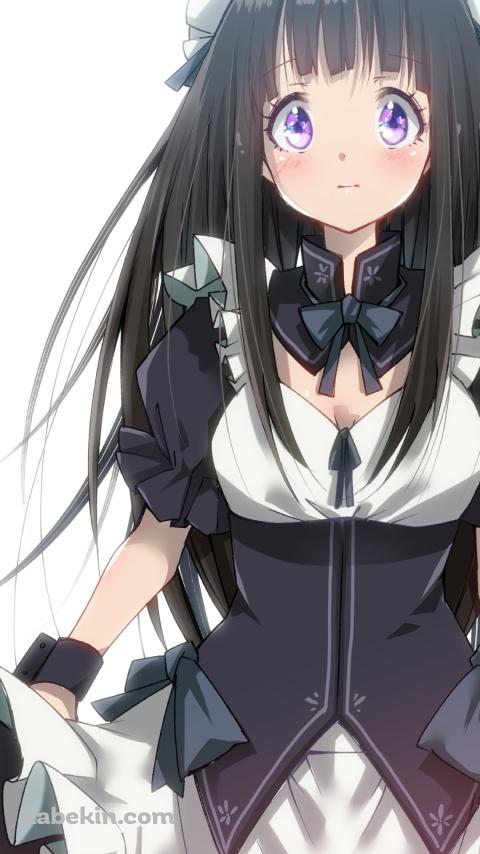 黒いメイド姿の可愛い千反田える / 氷菓のAndroidの壁紙(480px x 854px) スマホ用