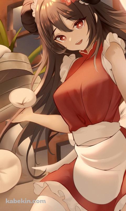 中華まんを撒き散らす可愛い胡桃とお化け / 原神のAndroidの壁紙(480px x 800px) スマホ用
