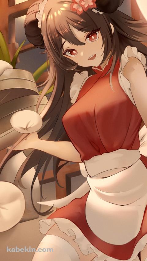 中華まんを撒き散らす可愛い胡桃とお化け / 原神のAndroidの壁紙(480px x 854px) スマホ用