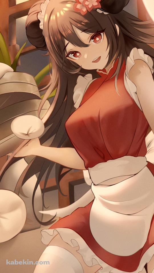 中華まんを撒き散らす可愛い胡桃とお化け / 原神のAndroidの壁紙(540px x 960px) スマホ用