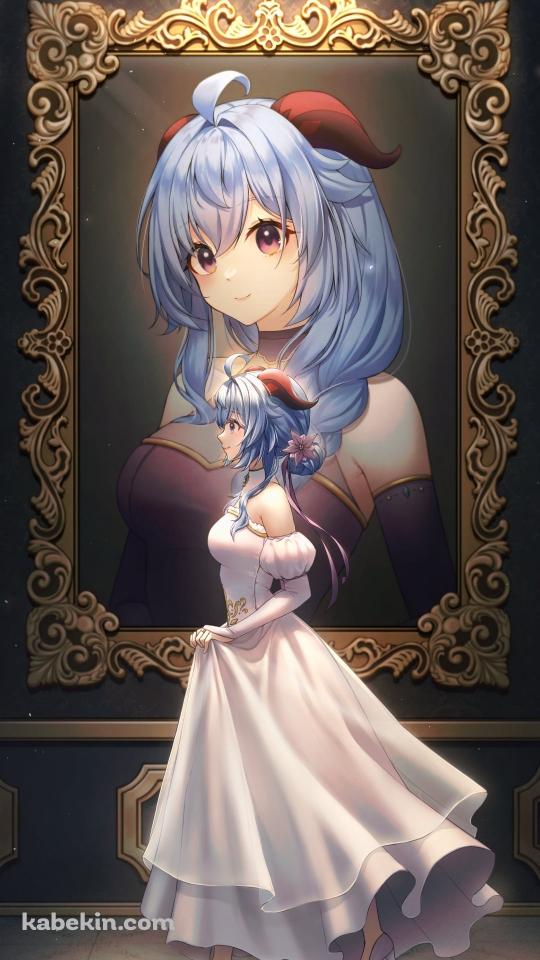 肖像画の前を横切る甘雨 / 原神のAndroidの壁紙(540px x 960px) スマホ用