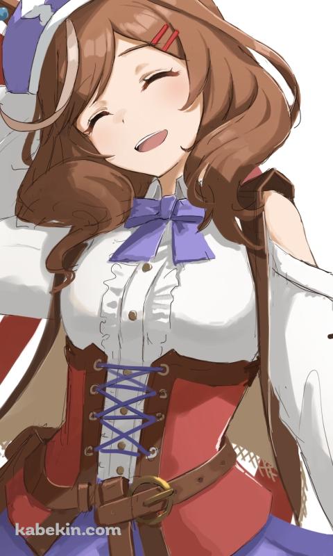 帽子を押さえて笑顔のマチカネタンホイザ / ウマ娘プリティーダービーのAndroidの壁紙(480px x 800px) スマホ用