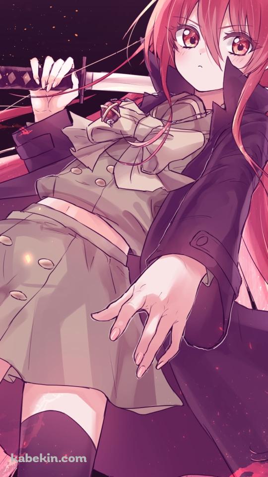 日本刀を肩に置いたかっこいいシャナ / 灼眼のシャナのAndroidの壁紙(540px x 960px) スマホ用