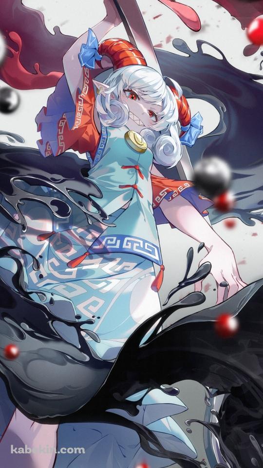 下から見上げた饕餮尤魔(とうてつゆうま) / 東方のAndroidの壁紙(540px x 960px) スマホ用