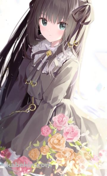 ピンクと黄色の薔薇と座っている可愛い対立 / アーケアのAndroidの壁紙(360px x 592px) スマホ用
