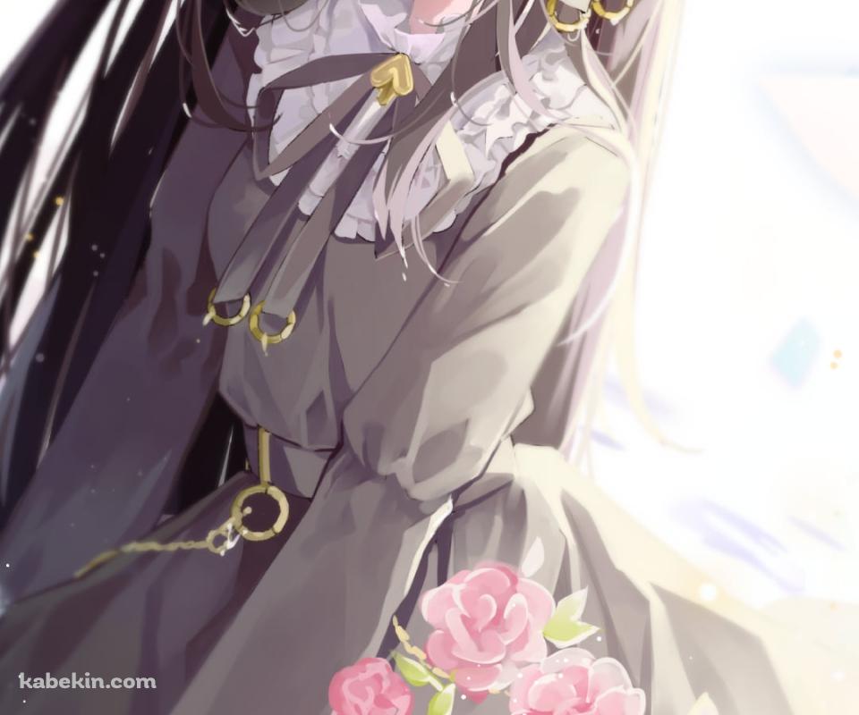ピンクと黄色の薔薇と座っている可愛い対立 / アーケアのAndroidの壁紙(960px x 800px) スマホ用