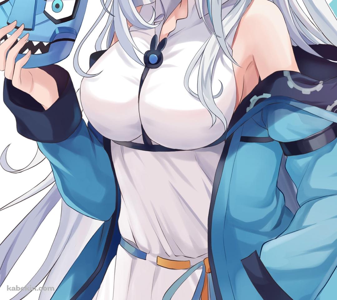 青い仮面を持ちこちらを見つめる未兎クロノ / バーチャルYouTuber / VtuberのAndroidの壁紙(1080px x 960px) スマホ用
