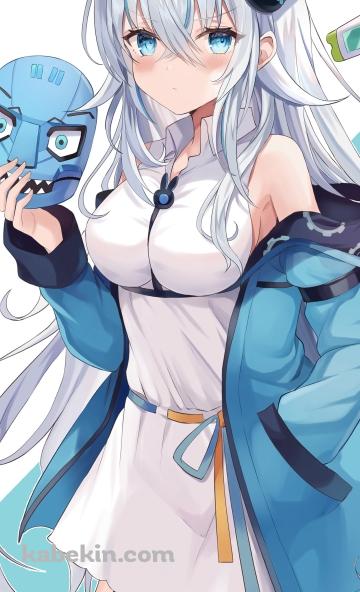青い仮面を持ちこちらを見つめる未兎クロノ / バーチャルYouTuber / VtuberのAndroidの壁紙(360px x 592px) スマホ用