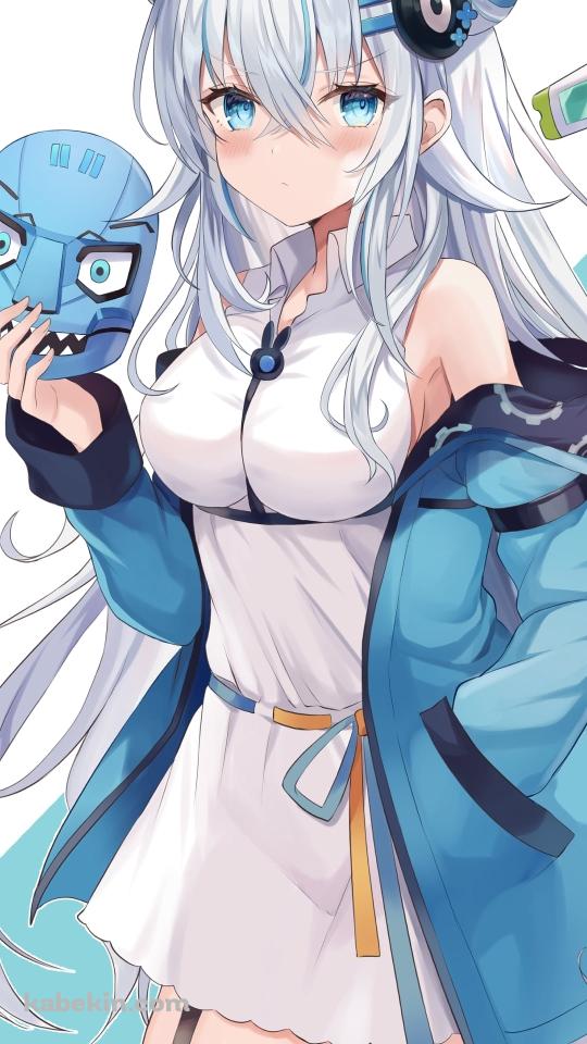 青い仮面を持ちこちらを見つめる未兎クロノ / バーチャルYouTuber / VtuberのAndroidの壁紙(540px x 960px) スマホ用