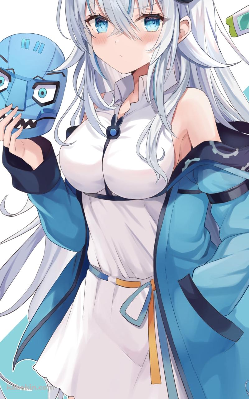 青い仮面を持ちこちらを見つめる未兎クロノ / バーチャルYouTuber / VtuberのAndroidの壁紙(800px x 1280px) スマホ用