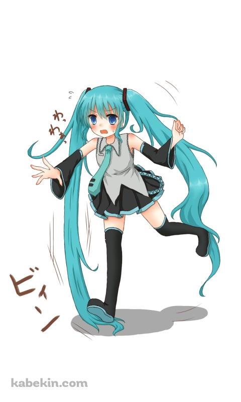 髪を踏んでビィーンとなる初音ミク / ボカロ / ボーカロイドのAndroidの壁紙(480px x 800px) スマホ用