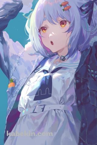 兎の両耳を持つ可愛い兎田ぺこら / ホロライブ / バーチャルYouTuber / VtuberのAndroidの壁紙(320px x 480px) スマホ用
