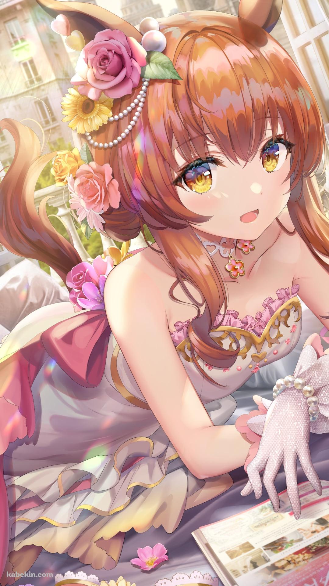 花に囲まれて本を読む可愛いマヤノトップガン / サンライト・ブーケ / ウマ娘プリティーダービーのAndroidの壁紙(1080px x 1920px) スマホ用