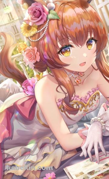 花に囲まれて本を読む可愛いマヤノトップガン / サンライト・ブーケ / ウマ娘プリティーダービーのAndroidの壁紙(360px x 592px) スマホ用